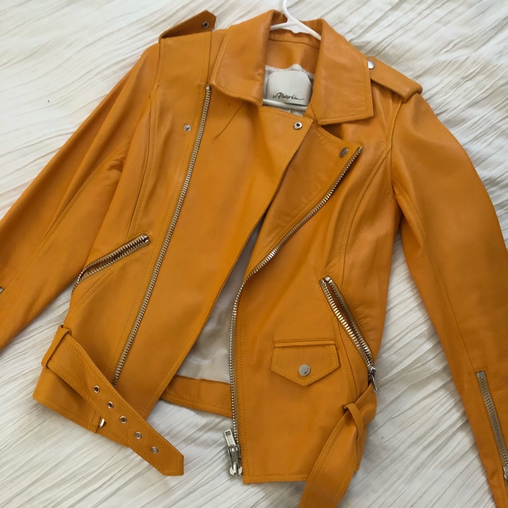 Phillip Lim yellow leather biker jacket